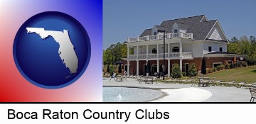 a clubhouse and pool at a country club in Boca Raton, FL